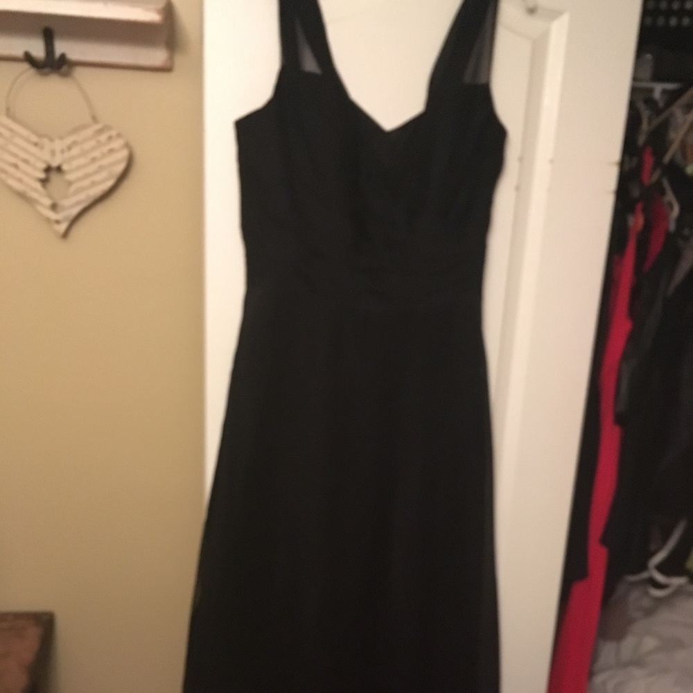 Floor length black brides made dress